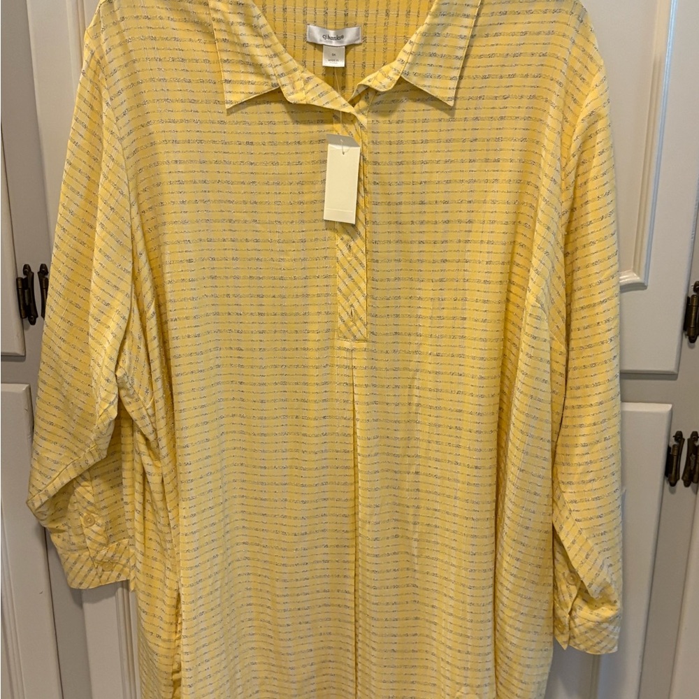 CJ Banks Yellow Gold Oversized Button Down Shirt